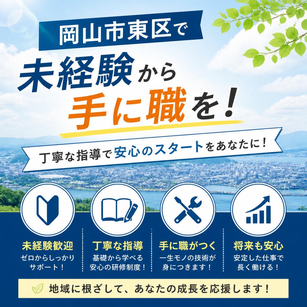 岡山市東区で未経験から手に職を！丁寧な指導で安心のスタートをあなたに！