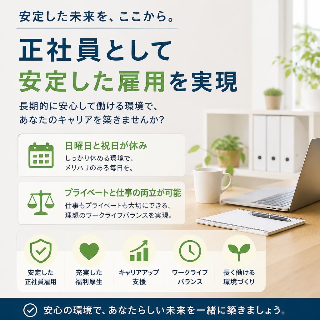 充実の保障！日曜・祝日が休み